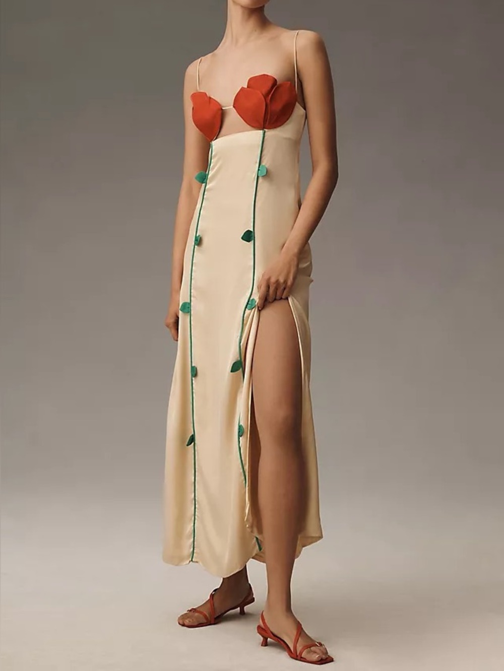 Farm Rio Rose-Shaped Bodice Sleeveless Maxi Dress